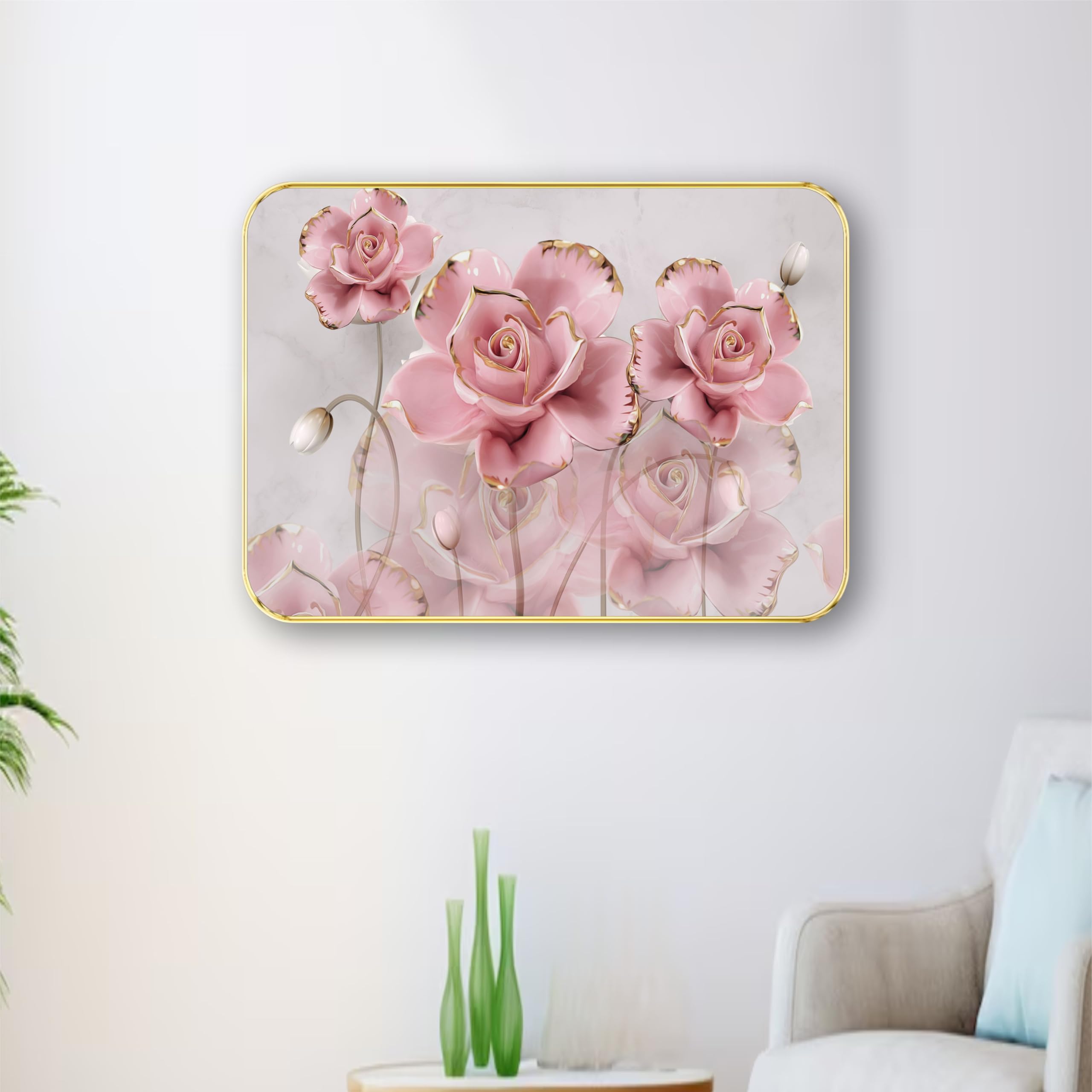 SAF paintings Pink Rose modern art Premium Sparkle Lamination
